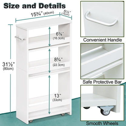 4-tier slim storage cart with handles, a pull-out rolling multifunctional cart suitable. KS4