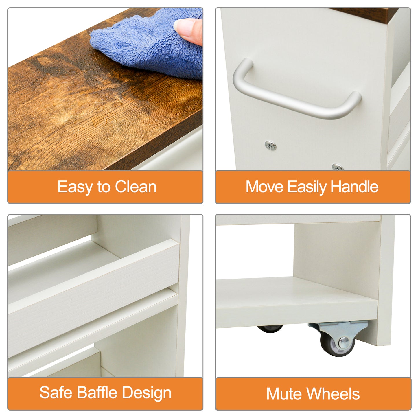 4-tier slim storage cart with handles, a pull-out rolling multifunctional cart suitable. KS4