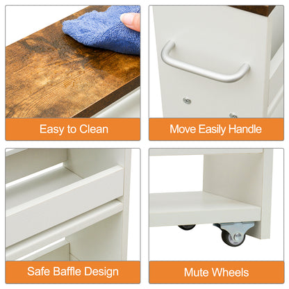 4-tier slim storage cart with handles, a pull-out rolling multifunctional cart suitable. KS4