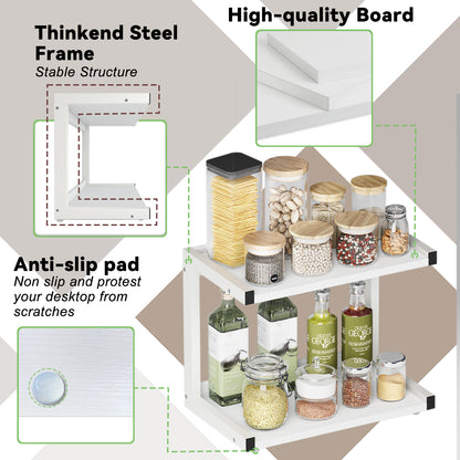 12.6"×7.7" 2-Tier Wood Counter Shelf, Kitchen Spice Rack Organizer. KS0021
