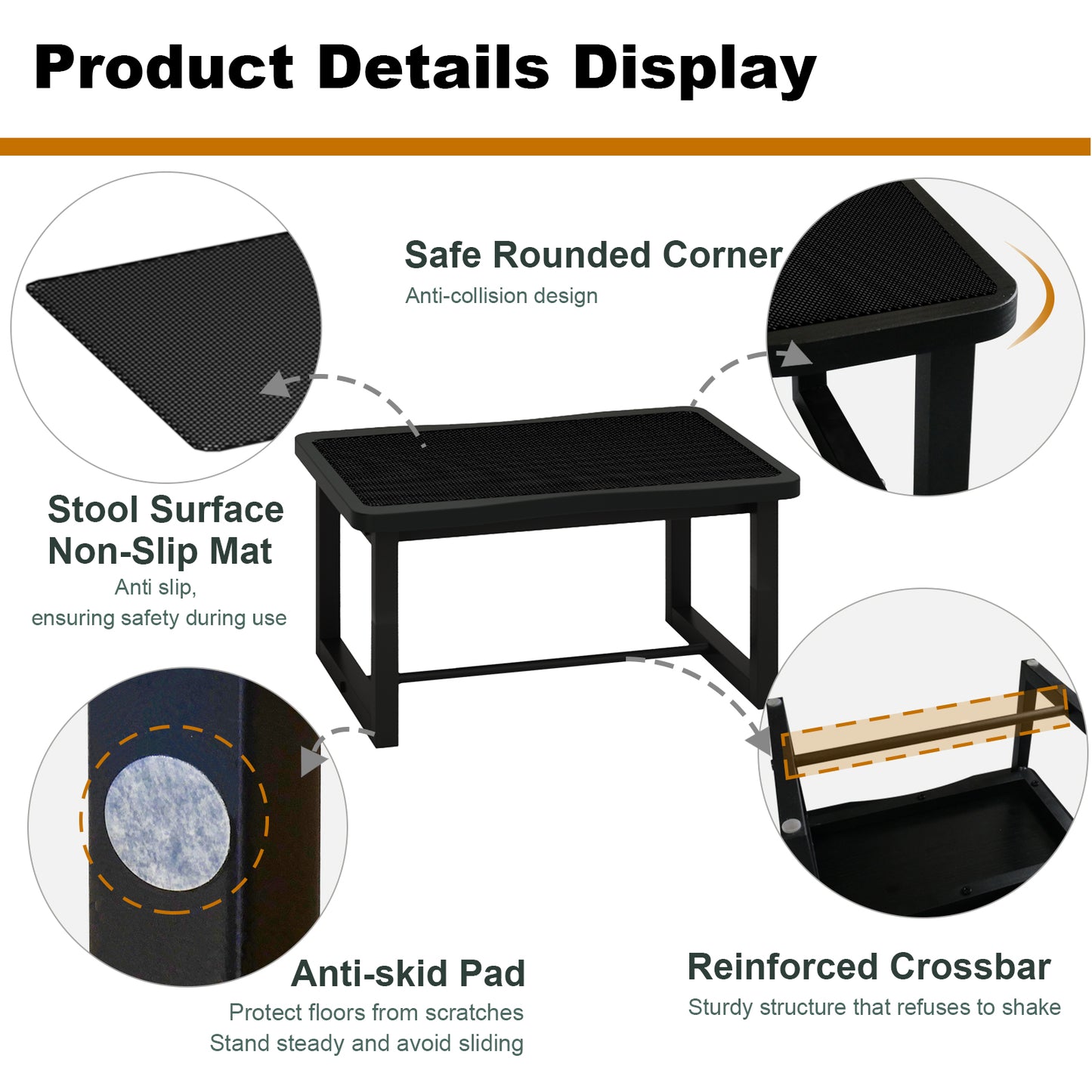B2B Wooden&Metal Step Stool for Adults & Kids, 500 Lbs Capacity. SK400