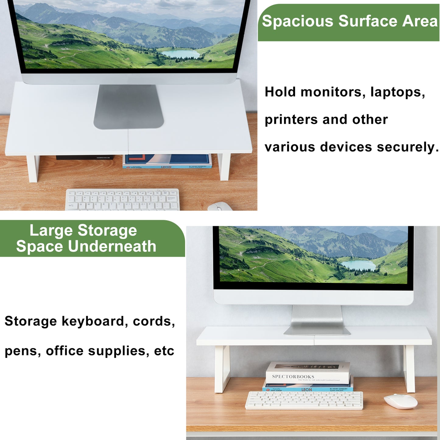 24 inch Dual Monitor Riser, Wood & Steel Desktop Riser Desk Organization. DS101