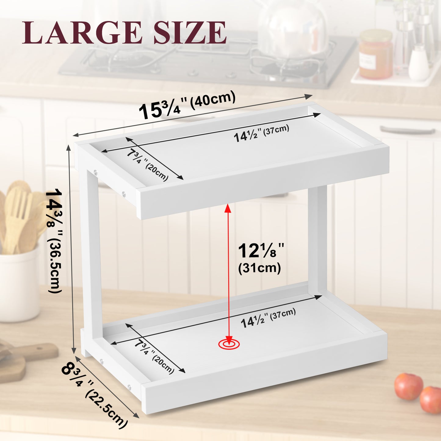 2 Tier 15.75"x8.9" Large Countertop Shelf Organizer Spice Rack. KS0022