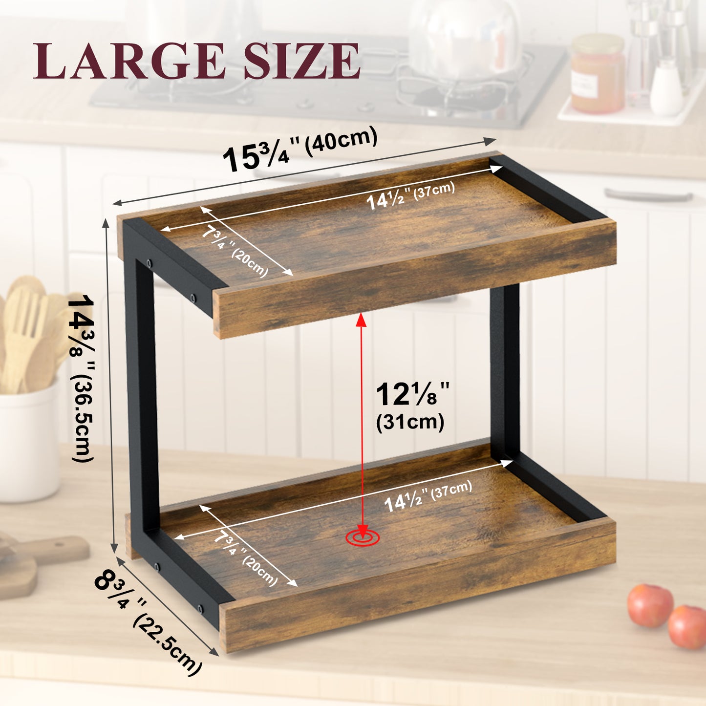 2 Tier 15.75"x8.9" Large Countertop Shelf Organizer Spice Rack. KS0022
