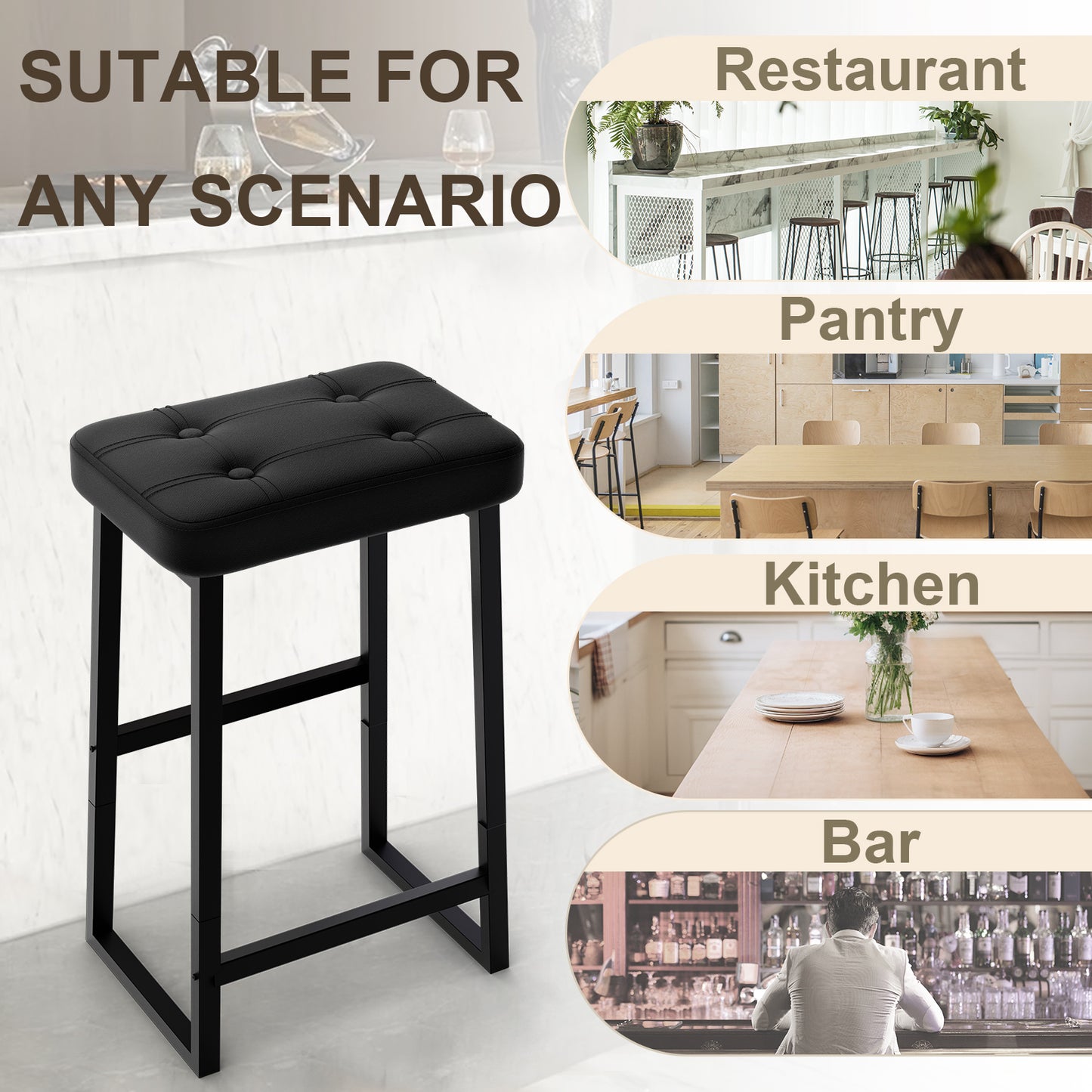 B2B 26 inches high Bar Stool,Modern Synthetic Leather with Stitching. SK620