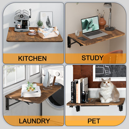 22"W x 15.7"D Wall Mounted Folding Table, Floating Desk for Small Spaces. RSW640