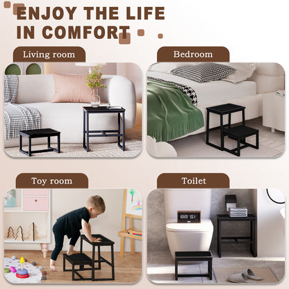 B2B Two Step Stool for Adults,Holds up to 500Lb,Wooden&Metal Frame. SK402