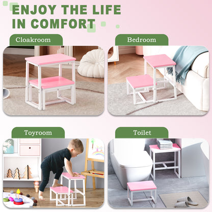 B2B Two Step Stool for Adults,Holds up to 500Lb,Wooden&Metal Frame. SK402