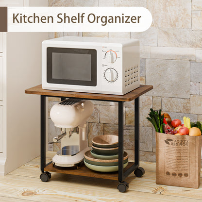 22"x15.75" Large Under Desk Printer Stand. 2-Tier Rolling Printer Cart with Wheels. KS200