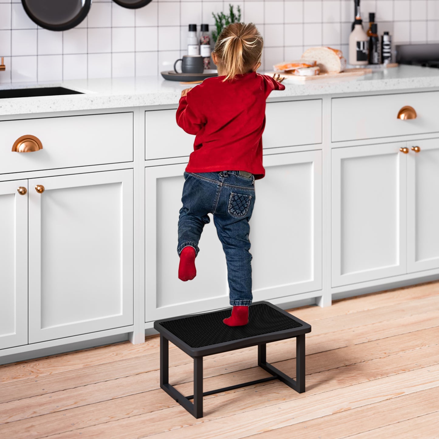 B2B Wooden&Metal Step Stool for Adults & Kids, 500 Lbs Capacity. SK400