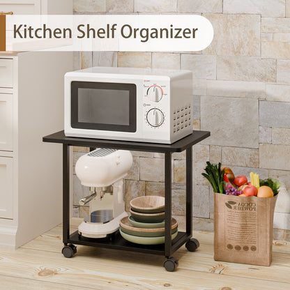 22"x15.75" Large Under Desk Printer Stand. 2-Tier Rolling Printer Cart with Wheels. KS200