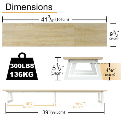42 inch Large Dual Monitor Riser, Wood & Steel Desktop Riser Desk Organization. DS100