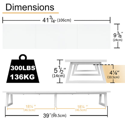 42 inch Large Dual Monitor Riser, Wood & Steel Desktop Riser Desk Organization. DS100