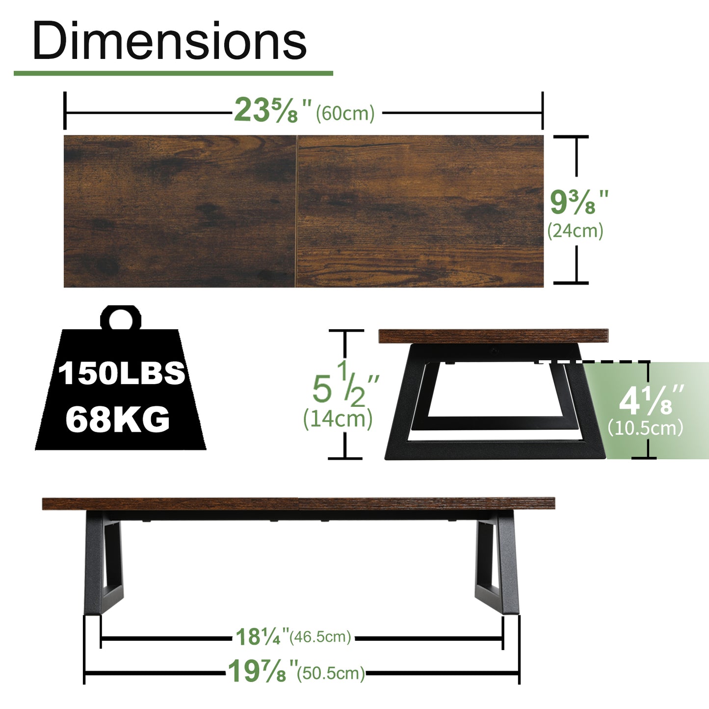 24 inch Dual Monitor Riser, Wood & Steel Desktop Riser Desk Organization. DS101