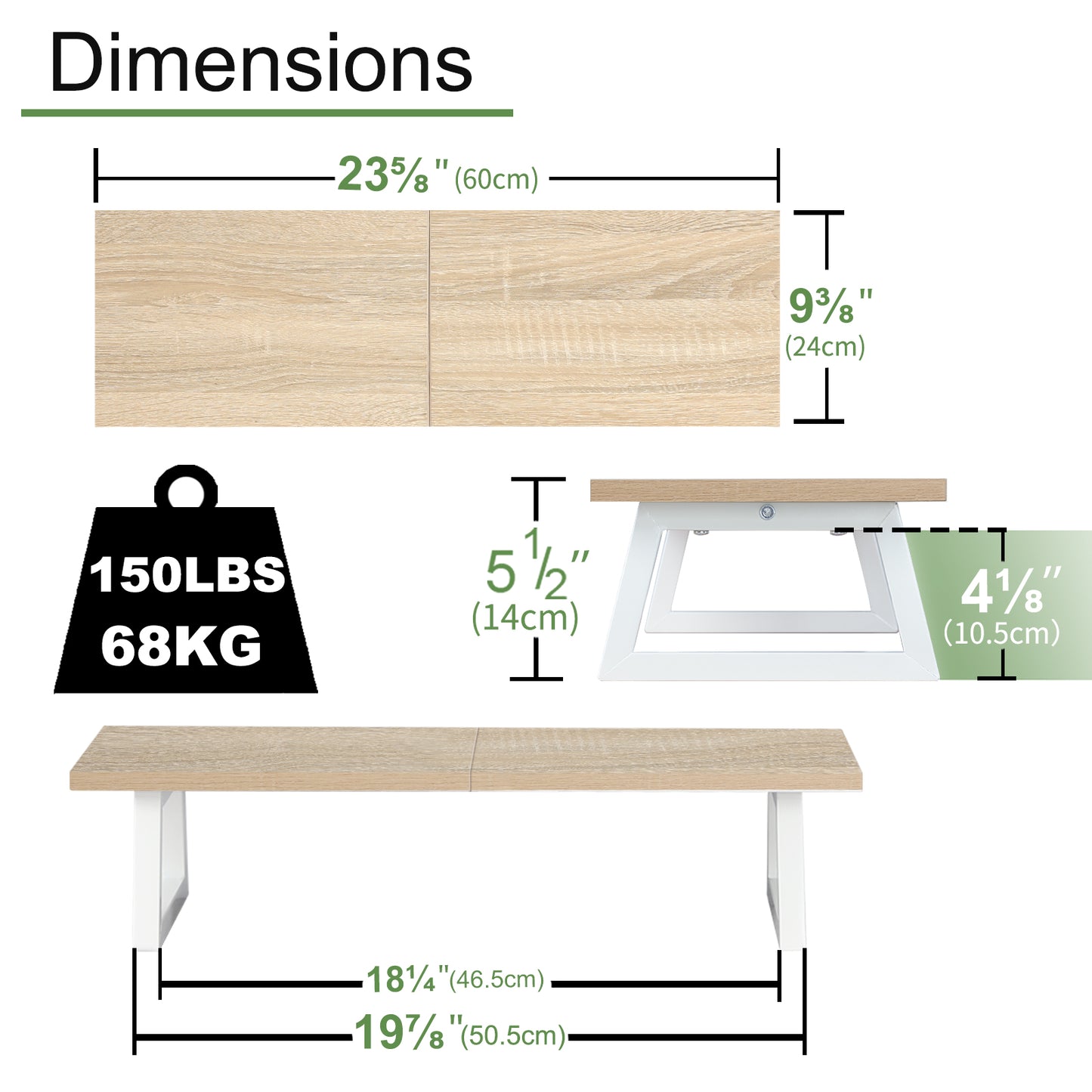 24 inch Dual Monitor Riser, Wood & Steel Desktop Riser Desk Organization. DS101