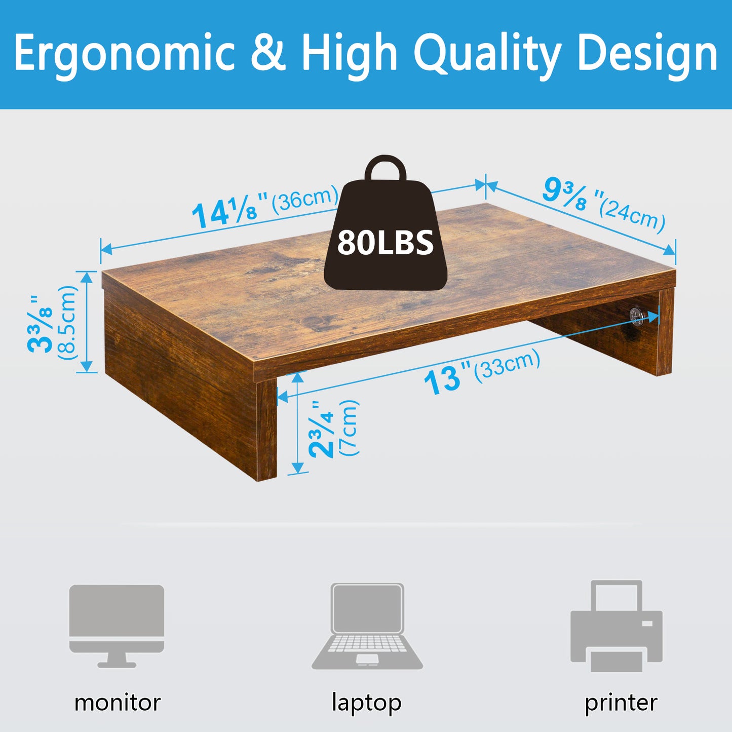 14.2 inch Wood Monitor Stand Riser. DS400