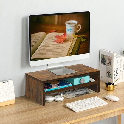 2 Tiers 20 Inch Wooden Printer Desktop Monitor Stand Riser with Double Storage. DS502