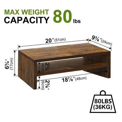 2 Tiers 20 Inch Wooden Printer Desktop Monitor Stand Riser with Double Storage. DS502