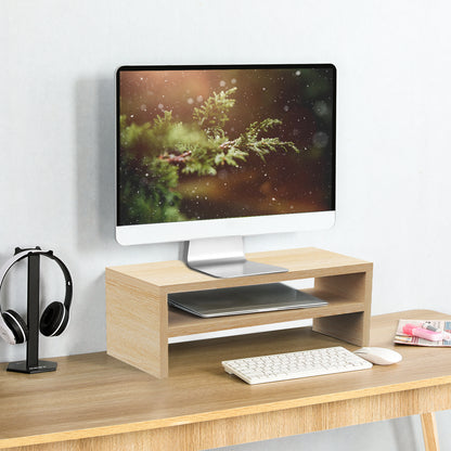 2 Tiers 20 Inch Wooden Printer Desktop Monitor Stand Riser with Double Storage. DS502