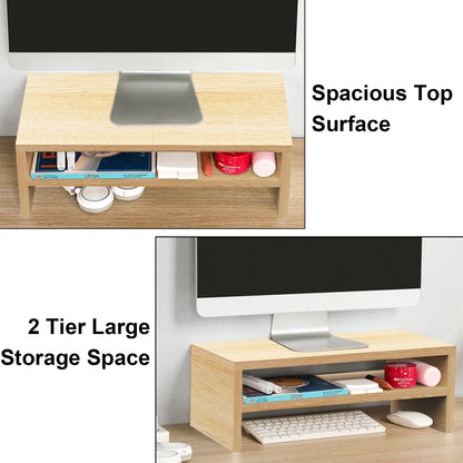 2 Tiers 20 Inch Wooden Printer Desktop Monitor Stand Riser with Double Storage. DS502