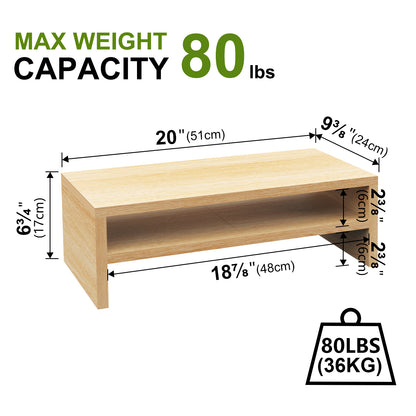 2 Tiers 20 Inch Wooden Printer Desktop Monitor Stand Riser with Double Storage. DS502