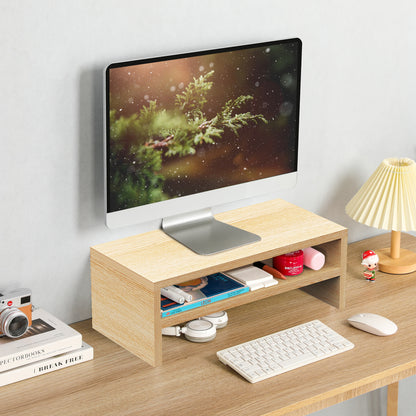 2 Tiers 20 Inch Wooden Printer Desktop Monitor Stand Riser with Double Storage. DS502