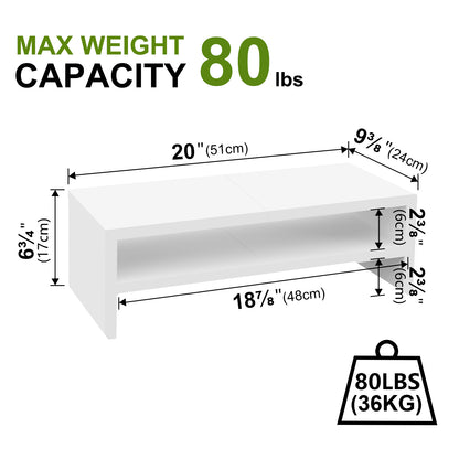 2 Tiers 20 Inch Wooden Printer Desktop Monitor Stand Riser with Double Storage. DS502