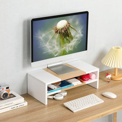 2 Tiers 20 Inch Wooden Printer Desktop Monitor Stand Riser with Double Storage. DS502
