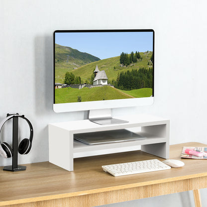 2 Tiers 20 Inch Wooden Printer Desktop Monitor Stand Riser with Double Storage. DS502