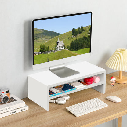 2 Tiers 20 Inch Wooden Printer Desktop Monitor Stand Riser with Double Storage. DS502