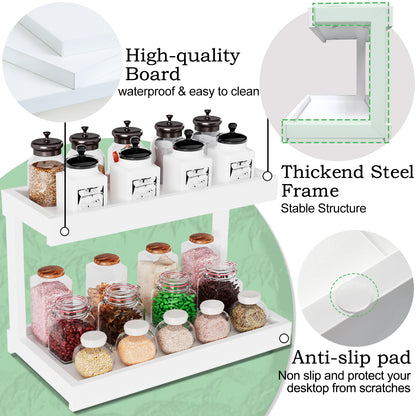 2 Tier Spice Rack Organizer for Countertop, Counter Shelf Desktop Storage. KS002