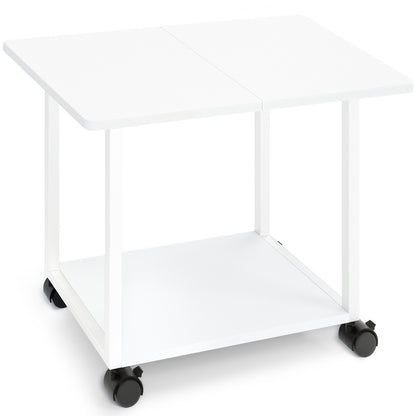 Large Under Desk Printer Stand with Storage Shelf White