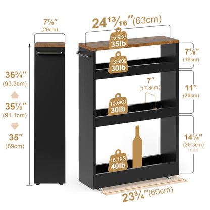 Rolling Cart Sideboard Bathroom Storage Cabinet Toilet Shelf