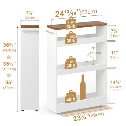 Rolling Cart Sideboard Bathroom Storage Cabinet Toilet Shelf
