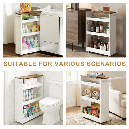 Rolling Cart Sideboard Bathroom Storage Cabinet Toilet Shelf