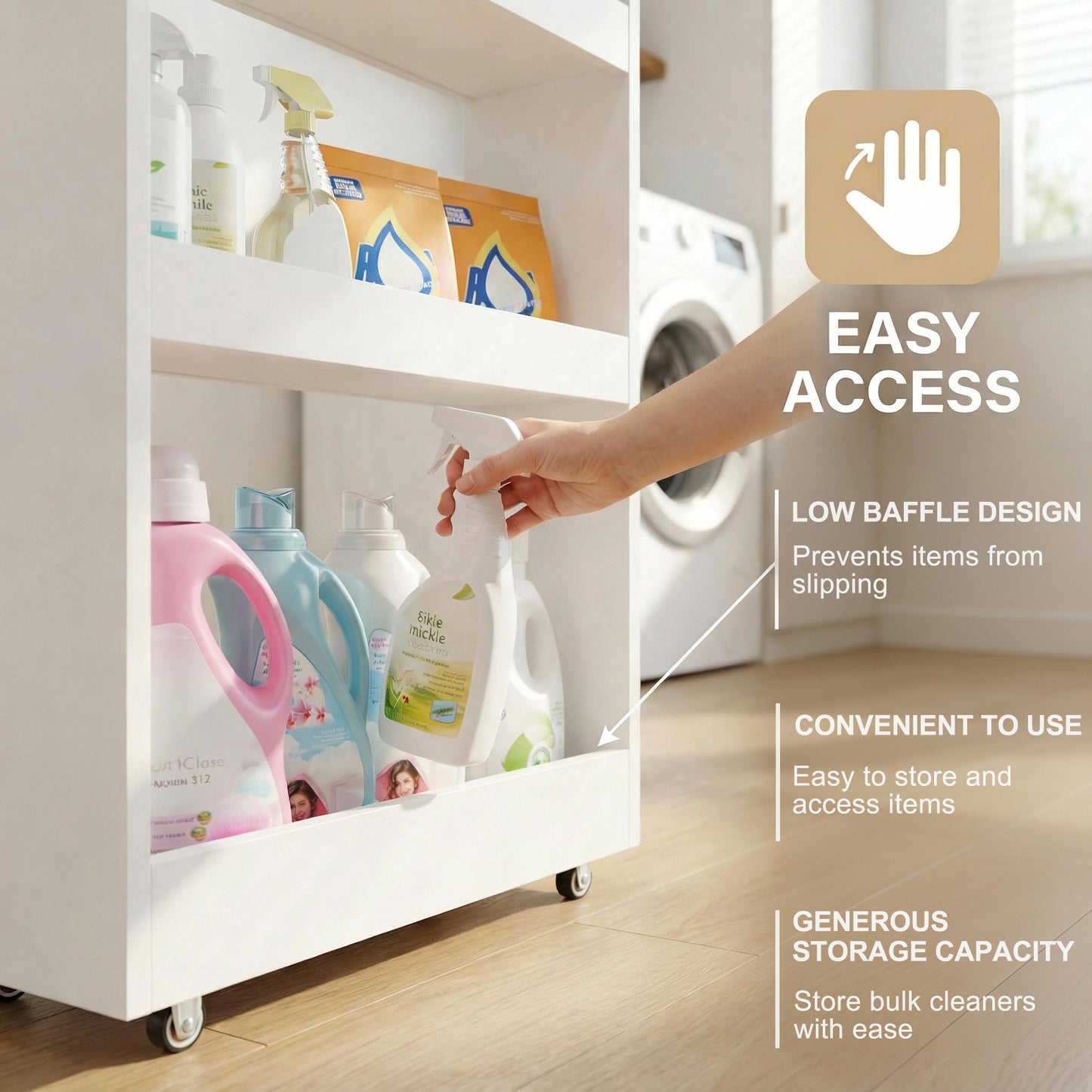 Rolling Cart Sideboard Bathroom Storage Cabinet Toilet Shelf