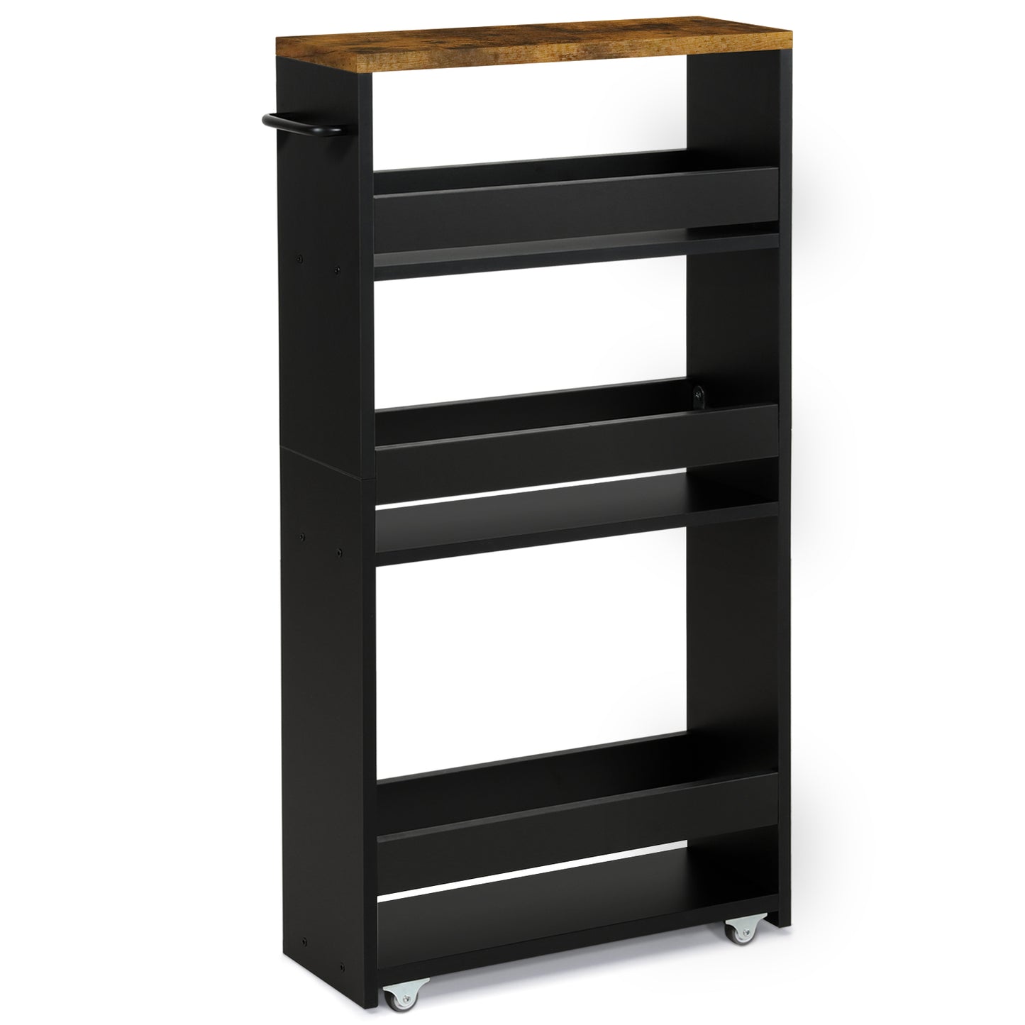 Rolling Utility Cart with Handle Slide Out Shelving Unit Organizer Trolley Slim Storage Cart