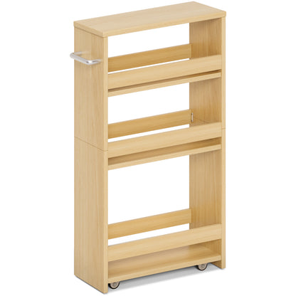 Rolling Utility Cart with Handle Slide Out Shelving Unit Organizer Trolley Slim Storage Cart