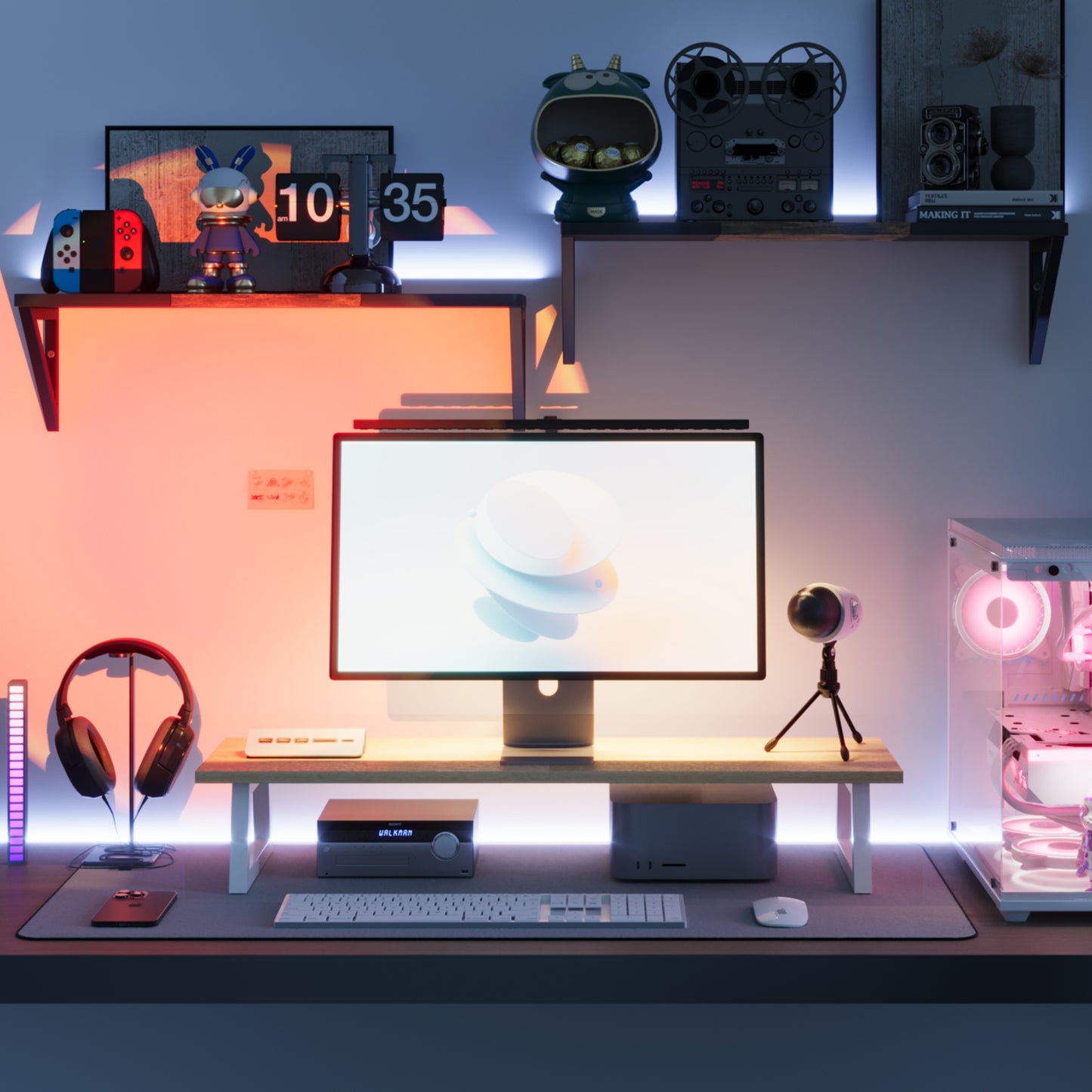 B2B 31.5 inch Monitor Stand Riser, Wood & Steel Computer Monitor Stand with Storage. DS102