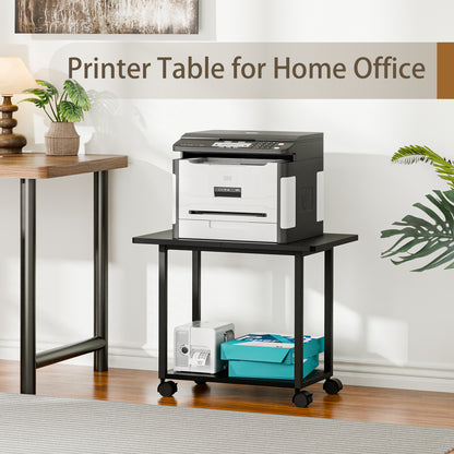 22"x15.75" Large Under Desk Printer Stand. 2-Tier Rolling Printer Cart with Wheels. KS200
