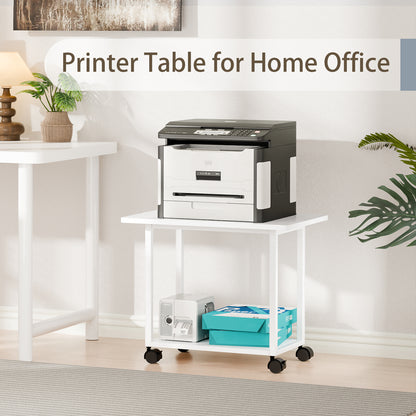 22"x15.75" Large Under Desk Printer Stand. 2-Tier Rolling Printer Cart with Wheels. KS200
