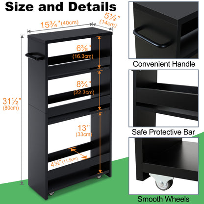 4-tier slim storage cart with handles, a pull-out rolling multifunctional cart suitable. KS4