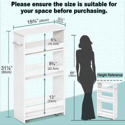 4-tier slim storage cart with handles, a pull-out rolling multifunctional cart suitable. KS4