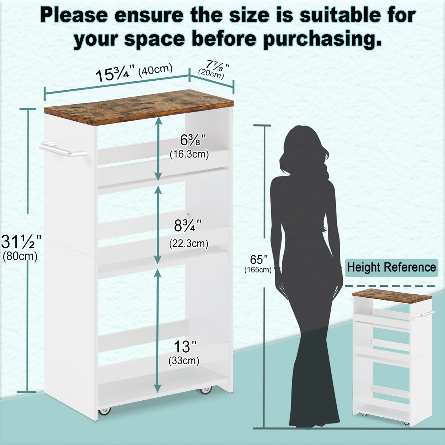 4-tier slim storage cart with handles, a pull-out rolling multifunctional cart suitable. KS4