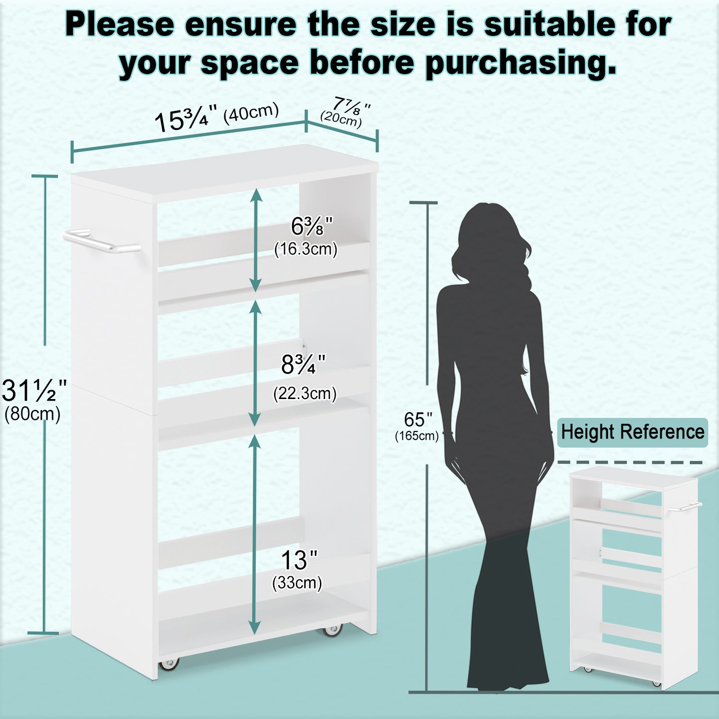 4-tier slim storage cart with handles, a pull-out rolling multifunctional cart suitable. KS4