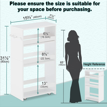 4-tier slim storage cart with handles, a pull-out rolling multifunctional cart suitable. KS4