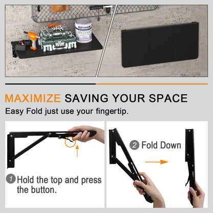 B2B 29.9"W x 15.7"D Folding Table Wall Mounted Desk with Heavy Duty Brackets for Storage. RSW840