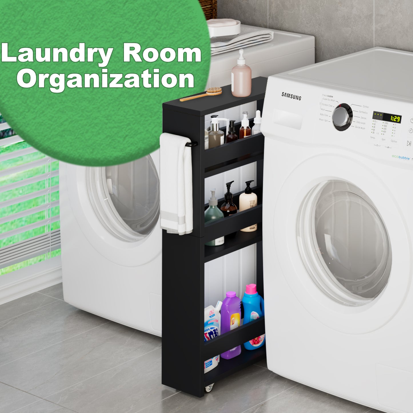 4-tier slim storage cart with handles, a pull-out rolling multifunctional cart suitable. KS4