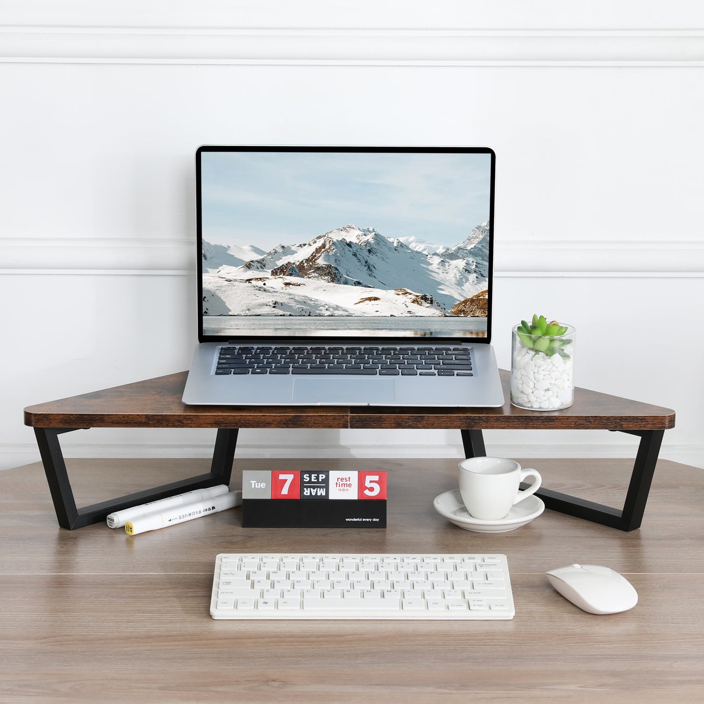 B2B 26 inch Triangle Monitor Stand Riser, Desktop Corner Shelf. DST600