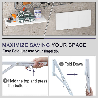 B2B 29.9"W x 15.7"D Folding Table Wall Mounted Desk with Heavy Duty Brackets for Storage. RSW840
